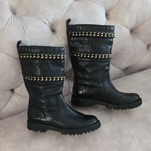 Tory Burch Connell Black Leather Mid-calf Boots, Size 5.5
